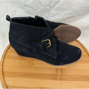 Women's Franco Sarto size 9 black leather suede booties Boots buckle